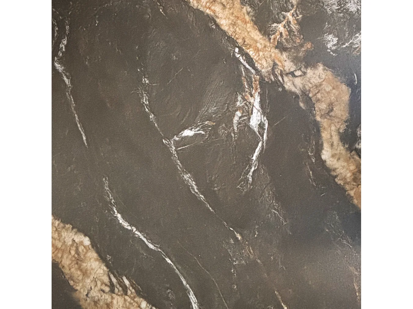 Table à rallonge 120/160 x 90 cm, pied central métallique et plateau en céramique imitation marbre Black Geology