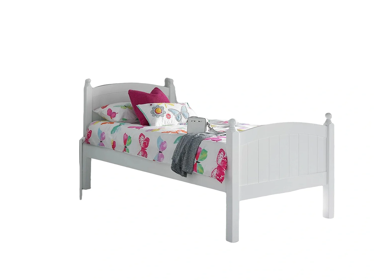 Solo Painted Wood Bedframe - 90 x 190 cm Bedframe in White