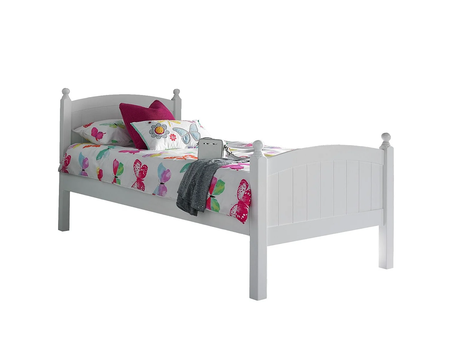 Solo Painted Wood Bedframe - 90 x 190 cm Bedframe in White