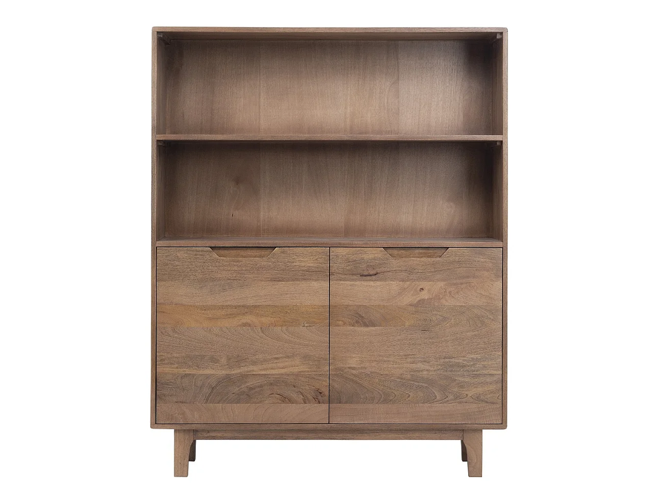 Buffet haut en bois de manguier couleur naturelle, 2 portes et pieds en bois
