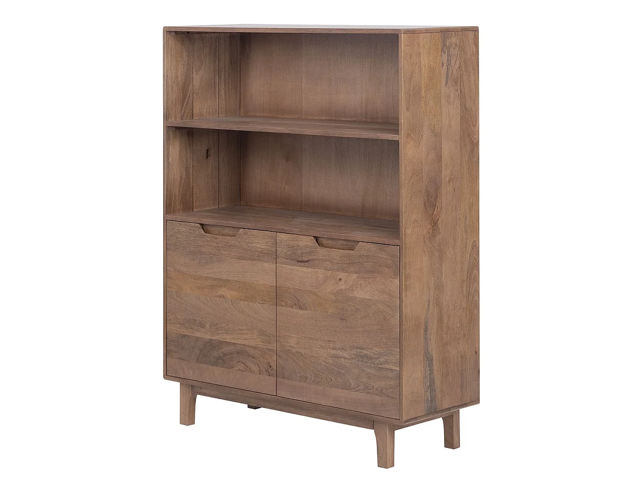 Buffet haut en bois de manguier couleur naturelle, 2 portes et pieds en bois