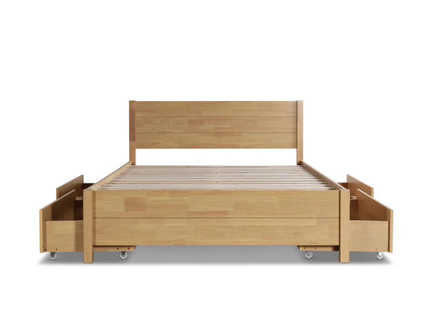 Oak Finish Bedframe - 135 x 190 cm Bedframe in Beige