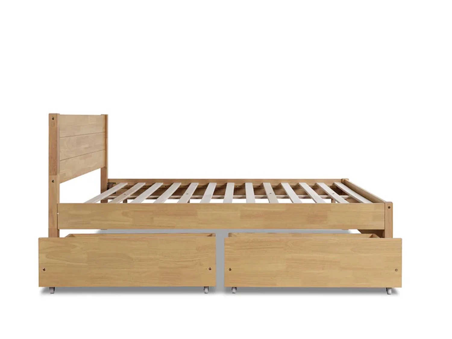 Oak Finish Bedframe - 135 x 190 cm Bedframe in Beige