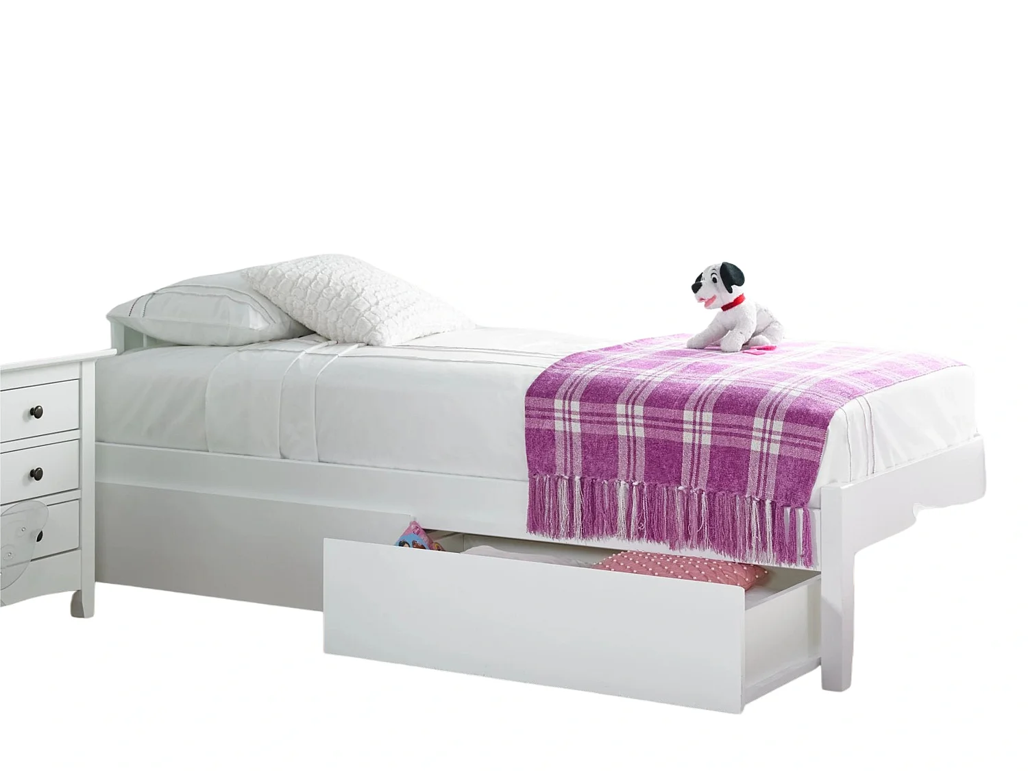 Solo Painted Wood Bedframe - 75 x 190 cm Bedframe in White