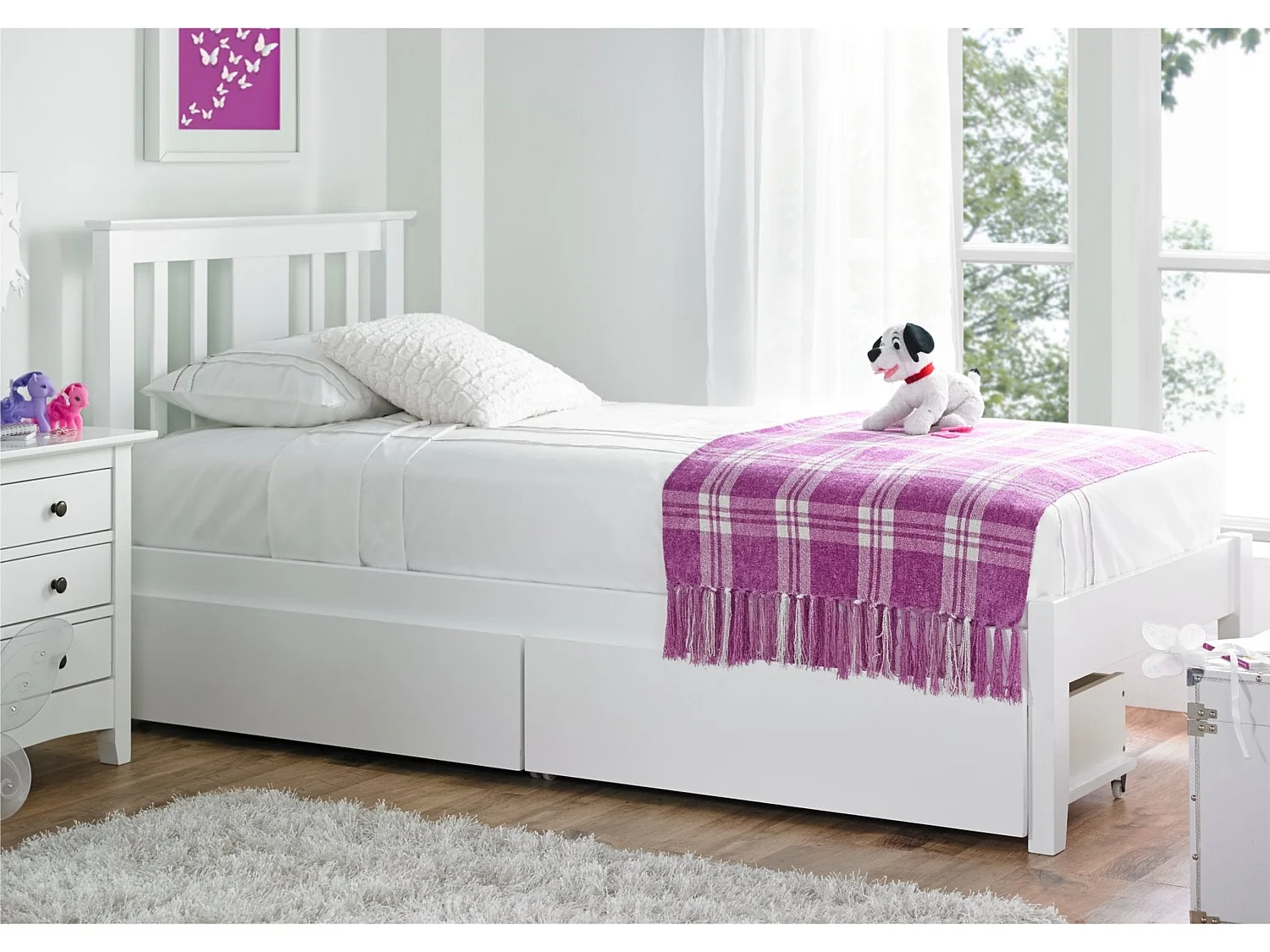 Solo Painted Wood Bedframe - 75 x 190 cm Bedframe in White