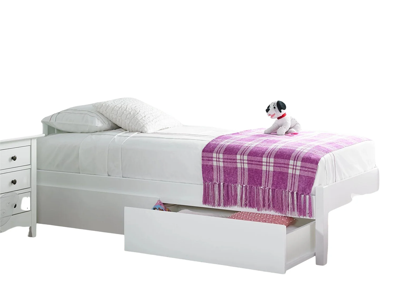 Solo Painted Wood Bedframe - 75 x 190 cm Bedframe in White