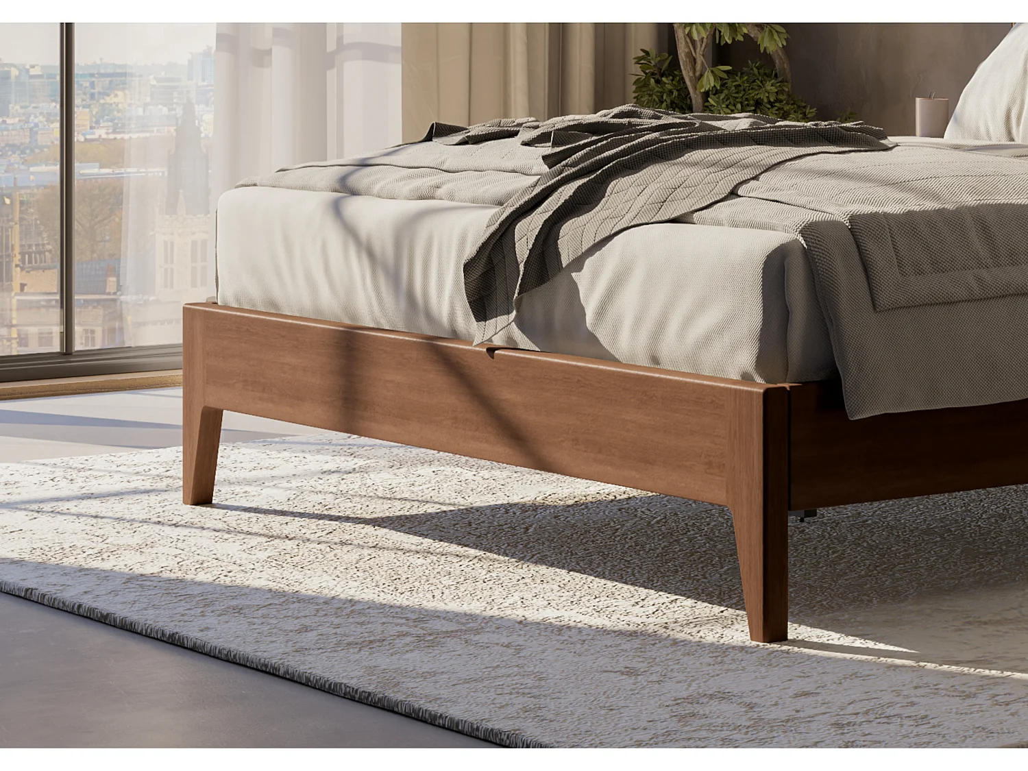 Wood Bedframe - 150 x 200 cm Bedframe in Dark Brown