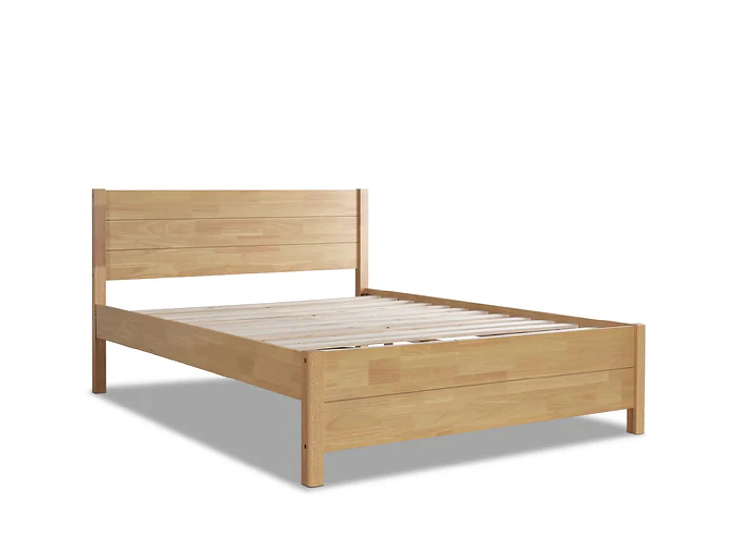 Oak Finish Bedframe - 135 x 190 cm Bedframe in Beige