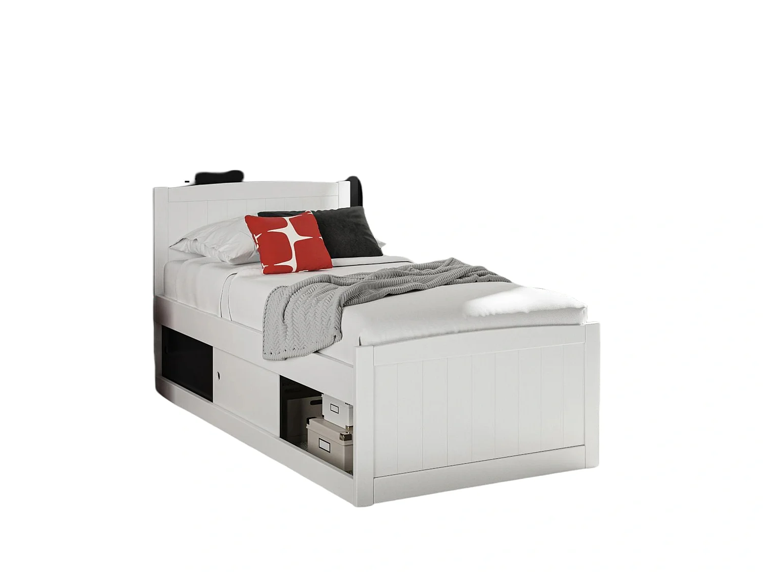 Painted Wood Bedframe - 90 x 190 cm Bedframe in Black