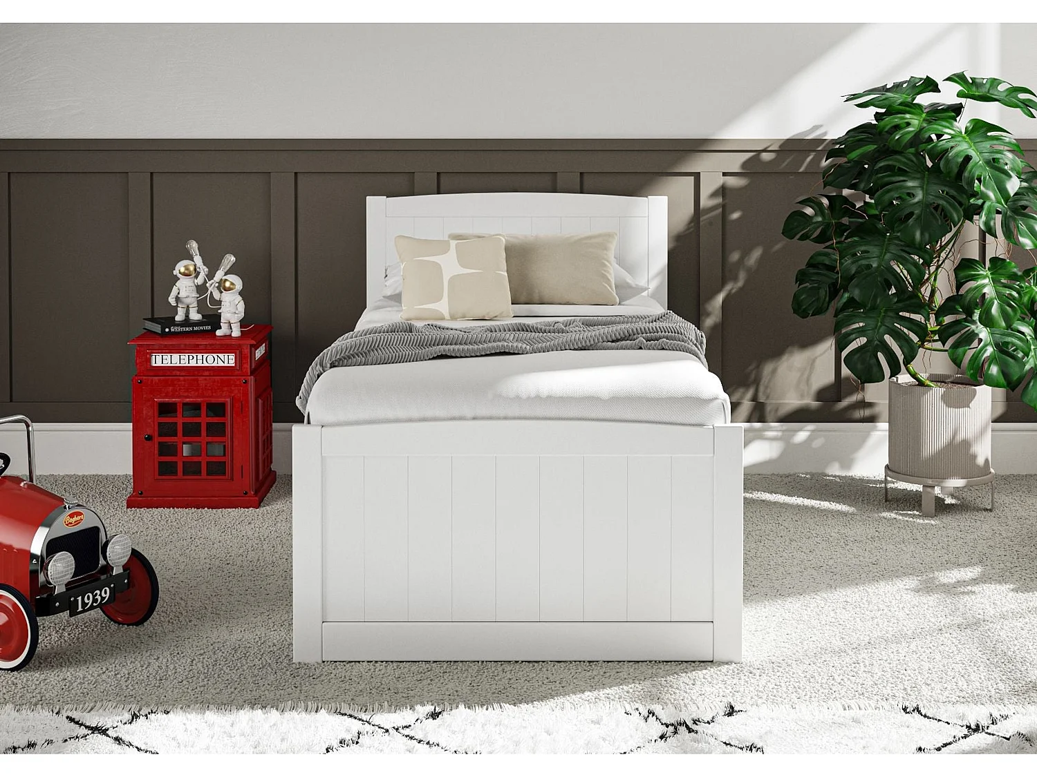 Painted Wood Bedframe - 90 x 190 cm Bedframe in Black