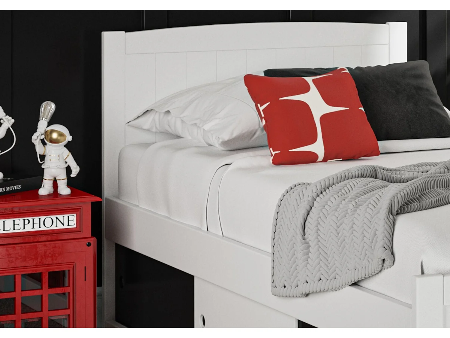 Painted Wood Bedframe - 90 x 190 cm Bedframe in Black