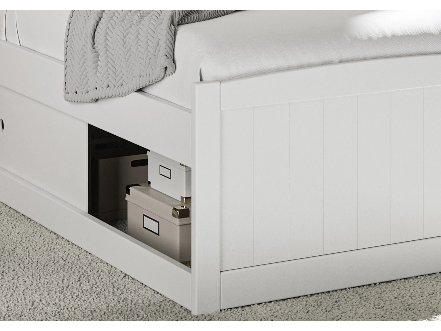 Painted Wood Bedframe - 90 x 190 cm Bedframe in Black