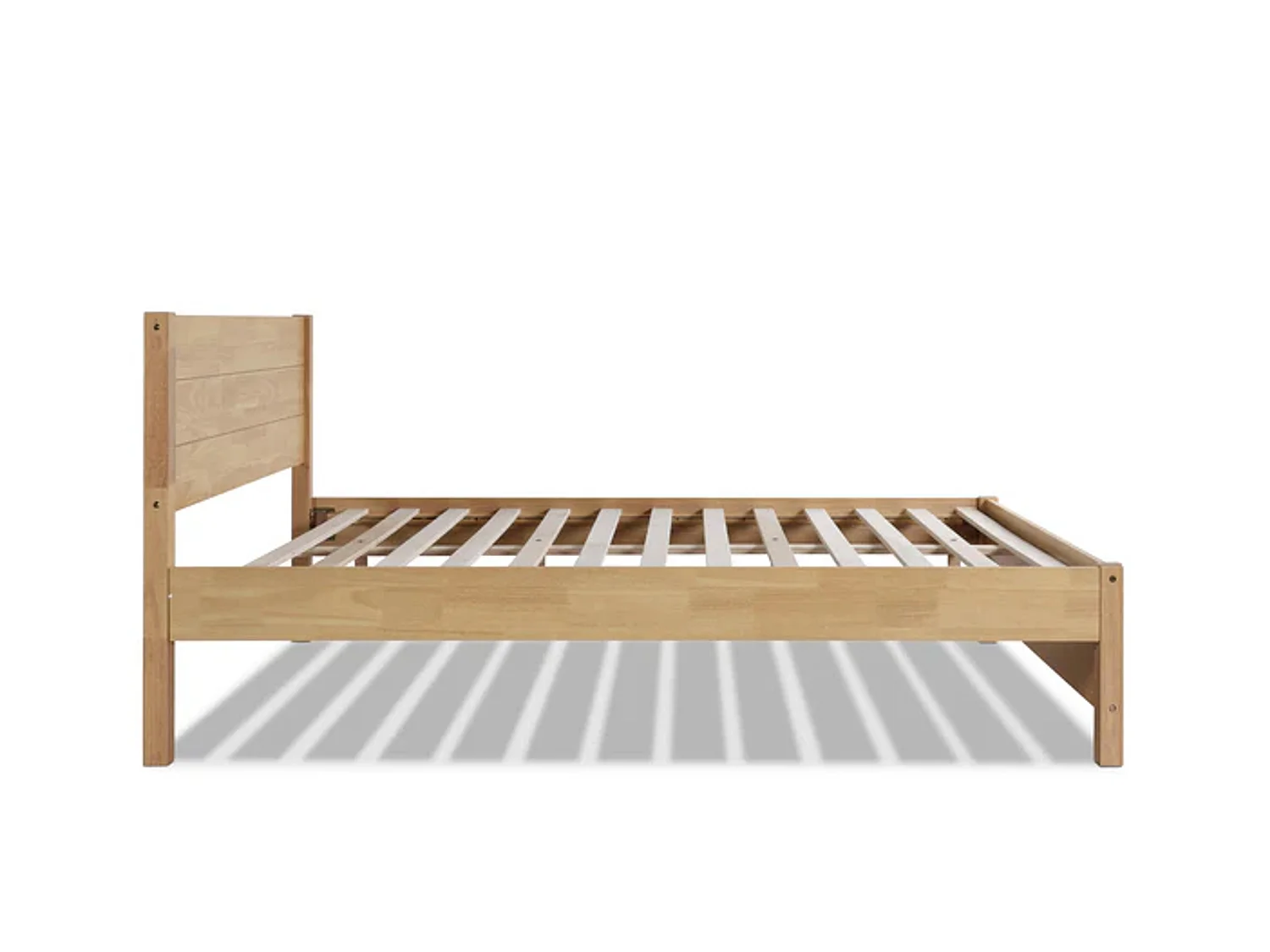 Oak Finish Bedframe - 135 x 190 cm Bedframe in Beige