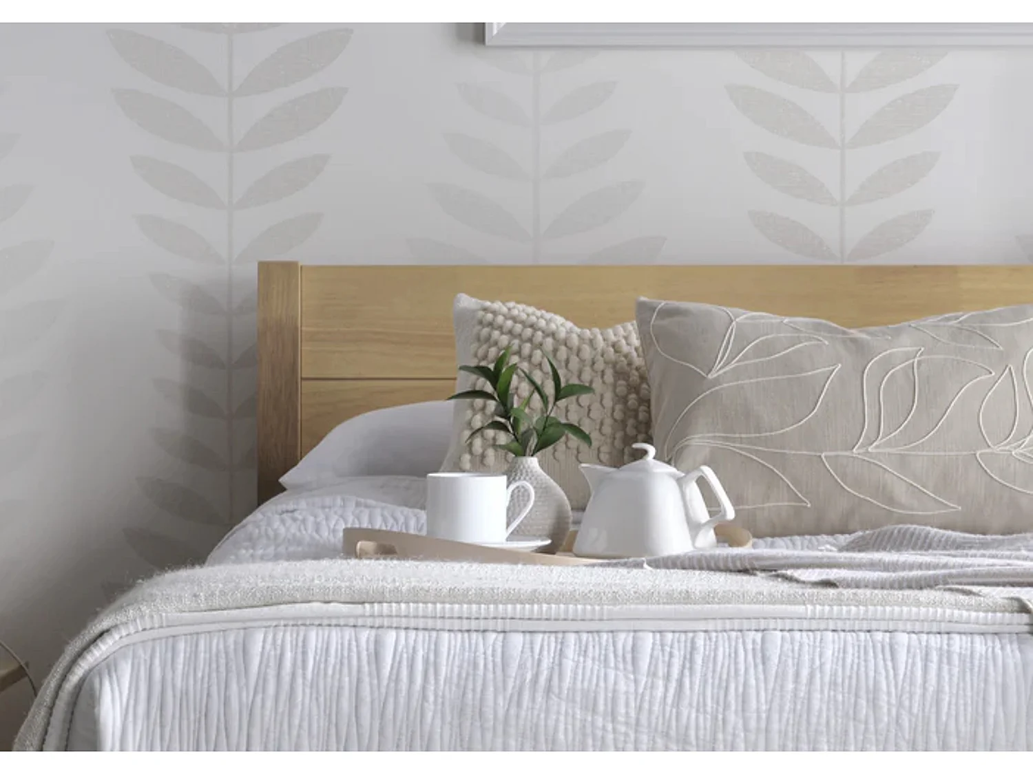 Oak Finish Bedframe - 150 x 200 cm Bedframe in Beige