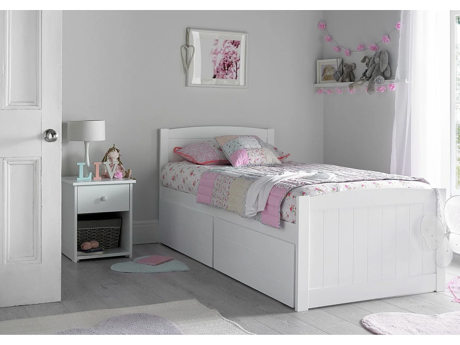 Solo Painted Wood Bedframe - 90 x 190 cm Bedframe in White