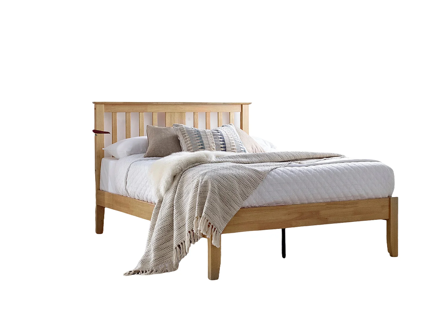 Oak Bedframe - 135 x 190 cm Bedframe in Beige