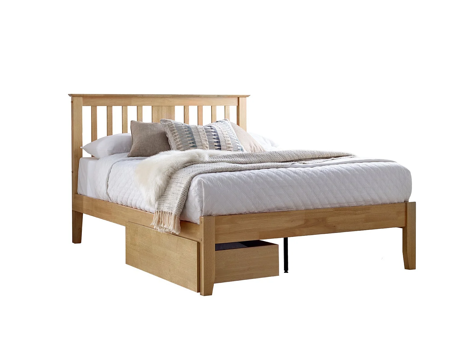 Oak Bedframe - 135 x 190 cm Bedframe in Beige