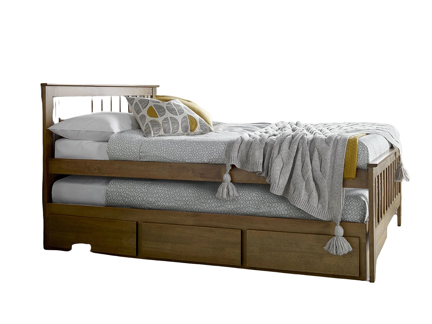 Oak Bedframe - 135 x 190 cm Bedframe in Beige