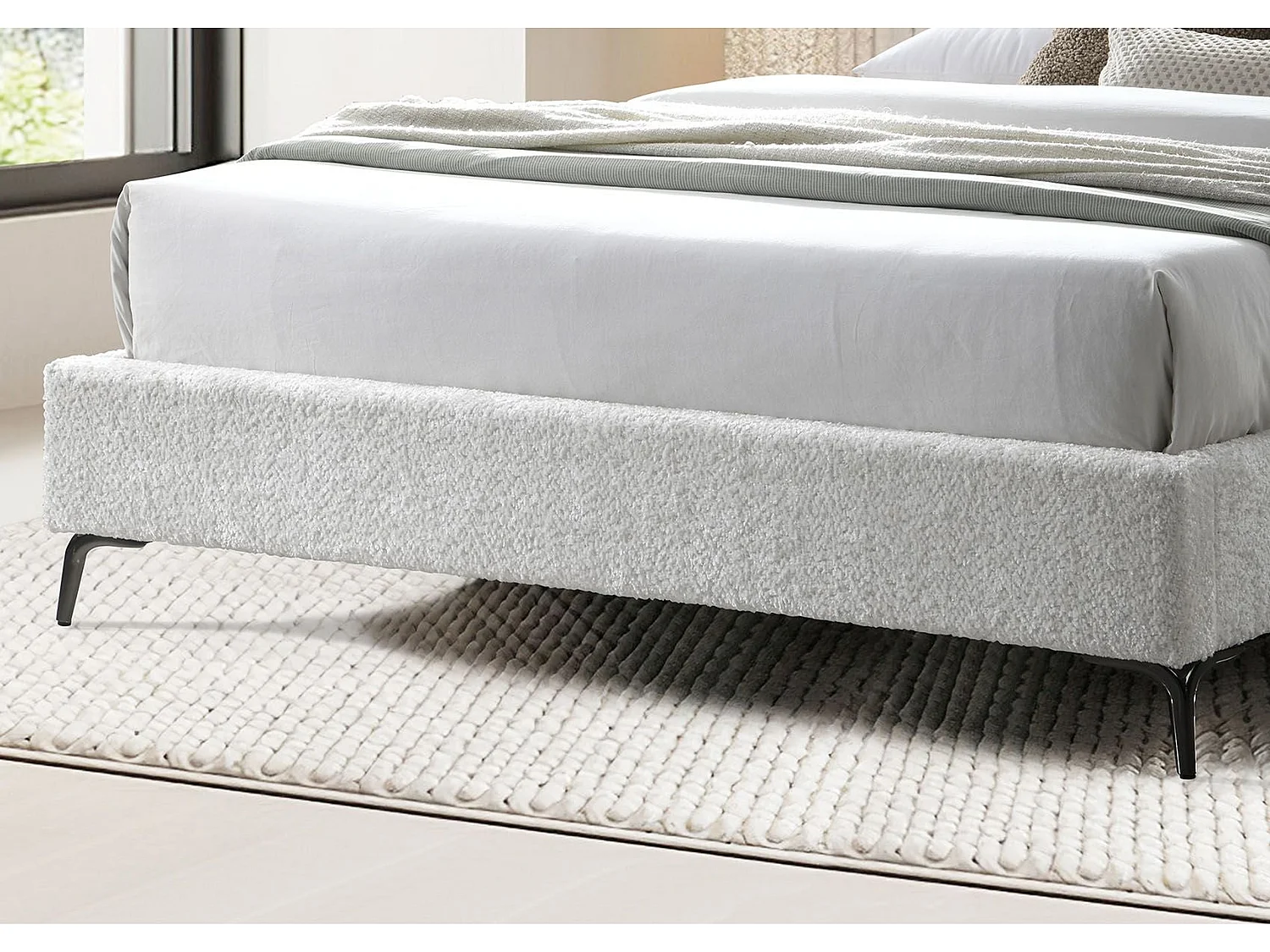 Upholstered Bedframe - 150 x 200 cm Bedframe in Cream