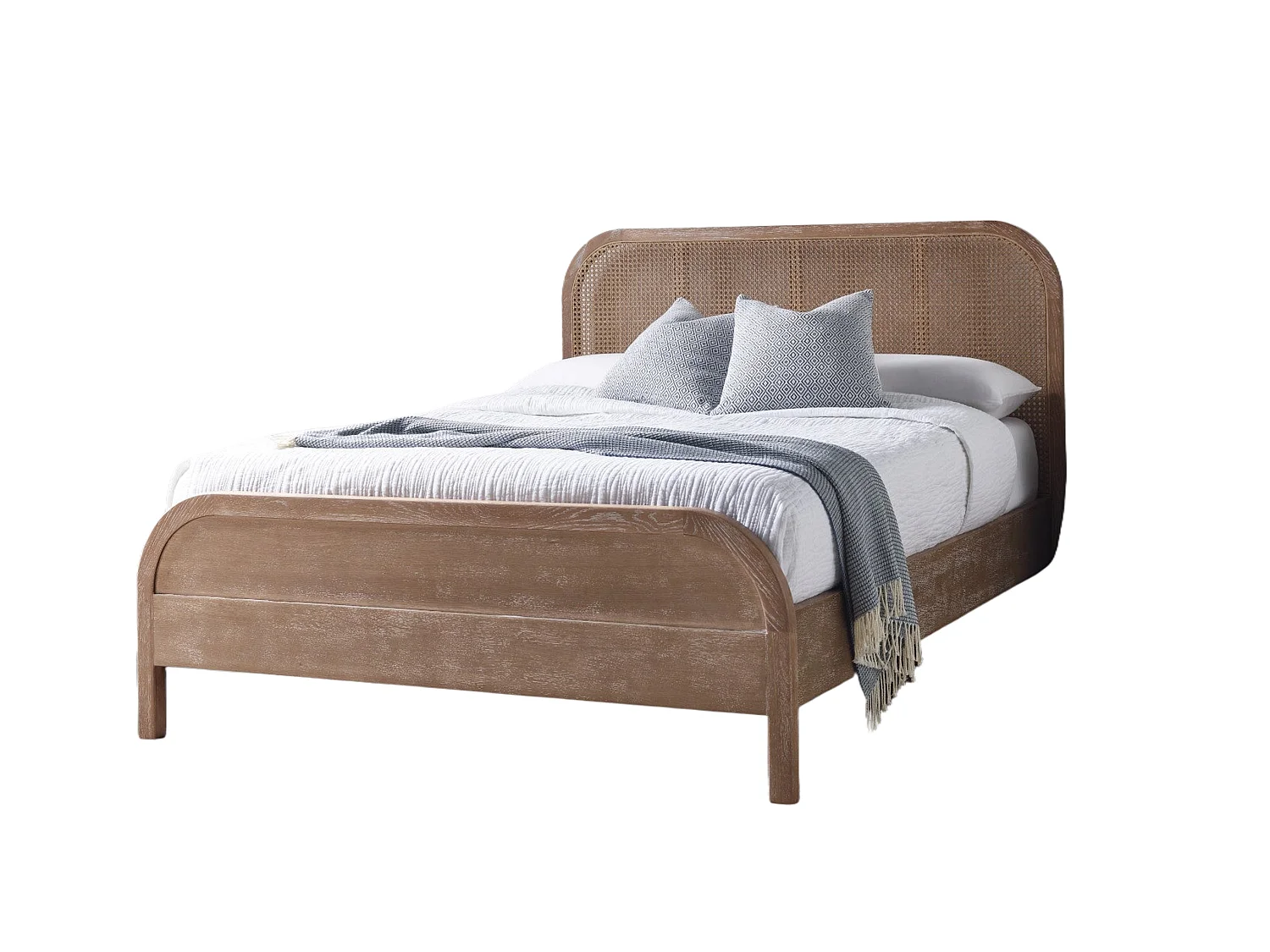 Rattan Oak Bedframe - 150 x 200 cm Bedframe in Beige