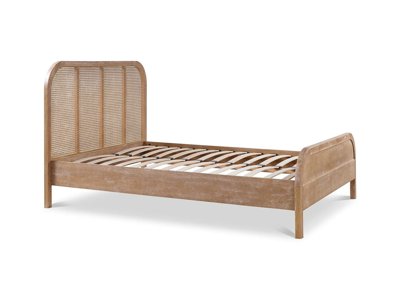 Rattan Oak Bedframe - 150 x 200 cm Bedframe in Beige