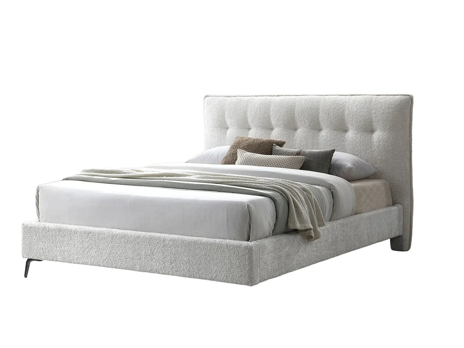 Upholstered Bedframe - 135 x 190 cm Bedframe in Cream