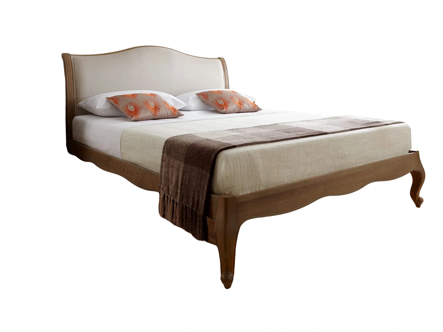 Oak Bedframe - 135 x 190 cm Bedframe in Beige