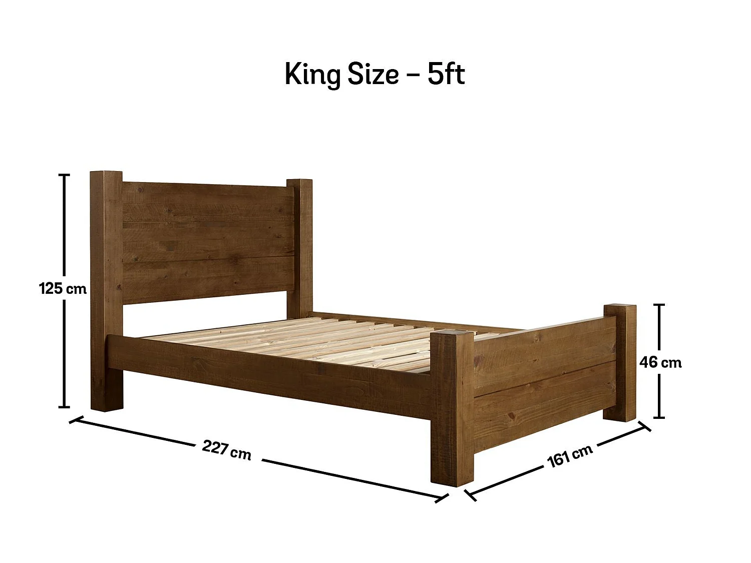 Oak Bedframe - 150 x 200 cm Bedframe in Beige