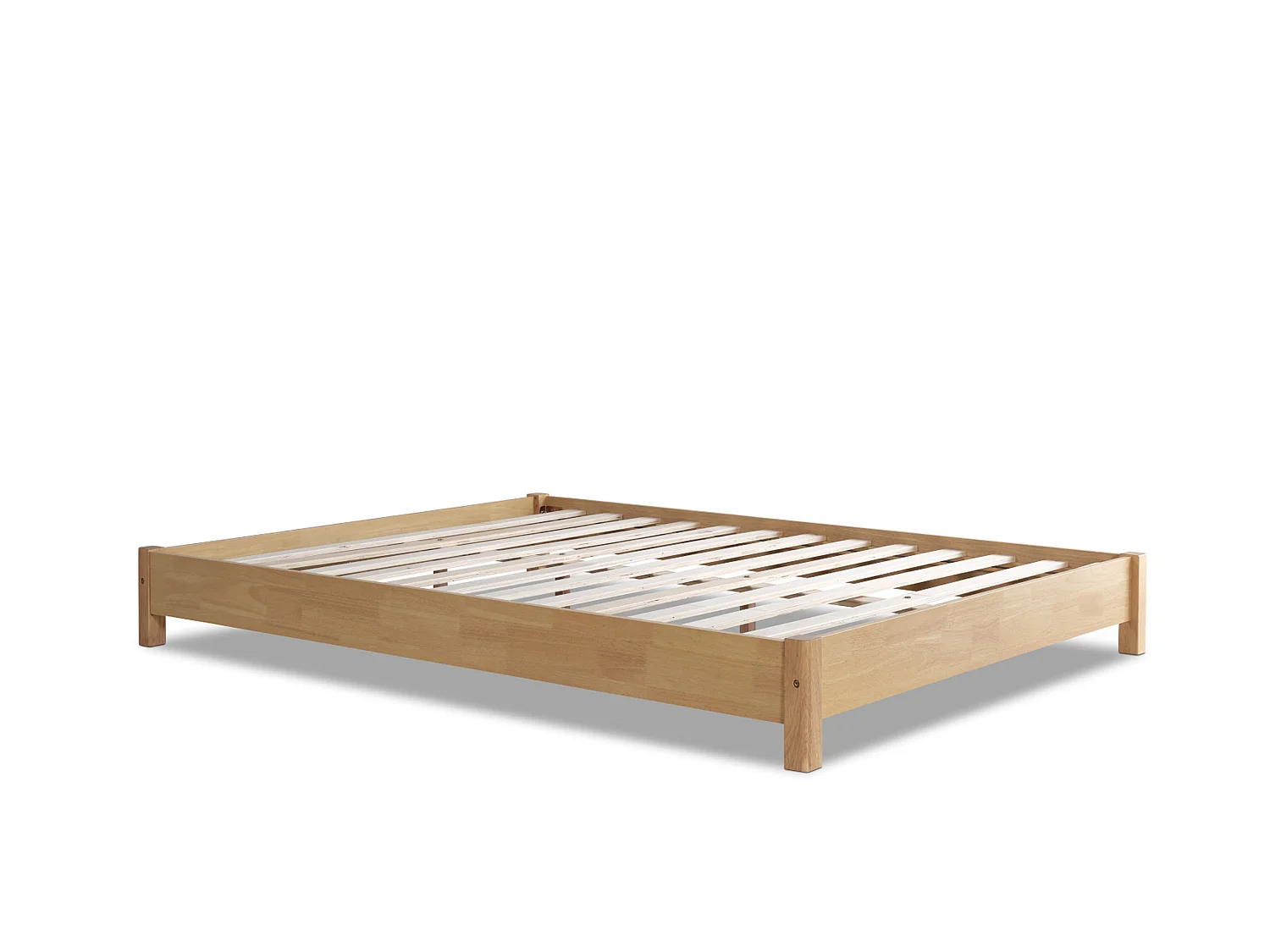 Oak Finish Bedframe - 135 x 190 cm Bedframe in Beige