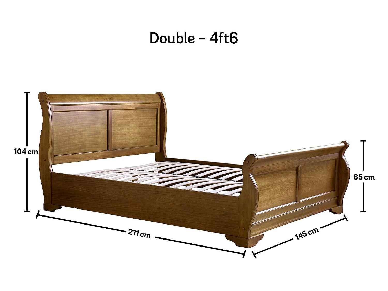 Oak Bedframe - 135 x 190 cm Bedframe in Beige