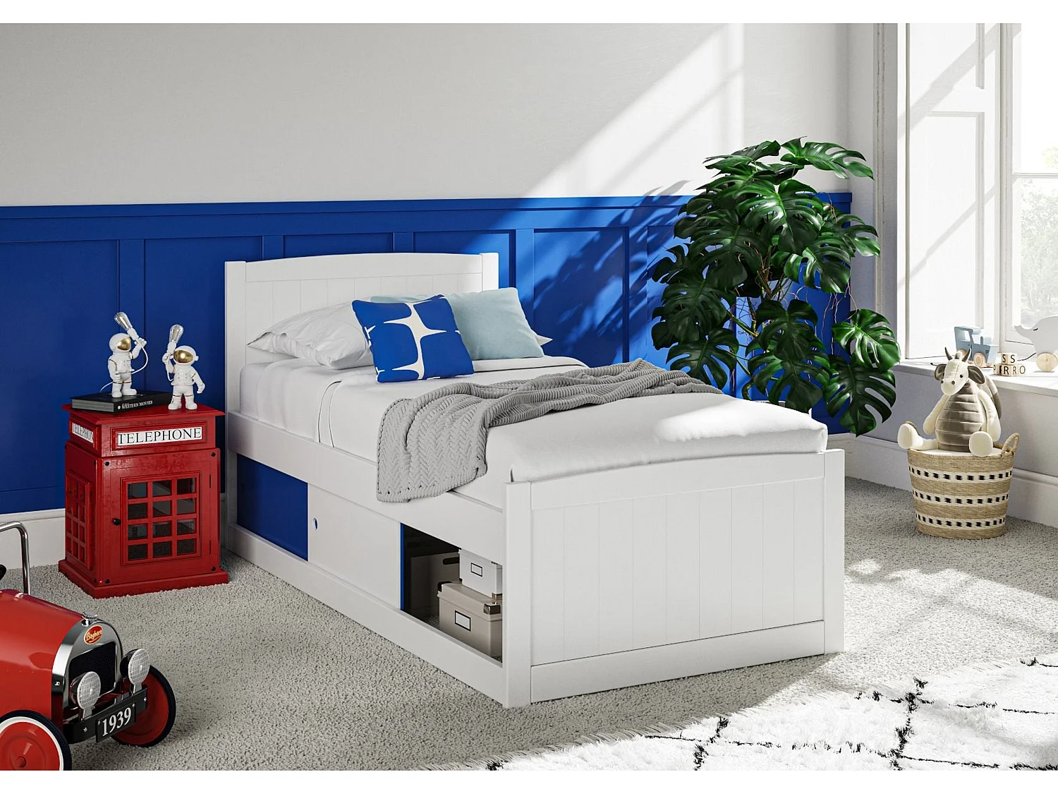 Painted Wood Bedframe - 90 x 190 cm Bedframe in Black