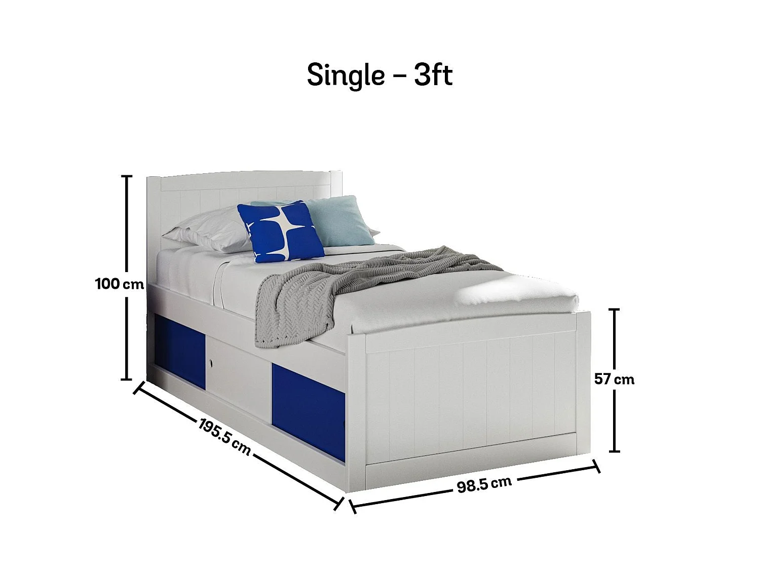 Painted Wood Bedframe - 90 x 190 cm Bedframe in Black
