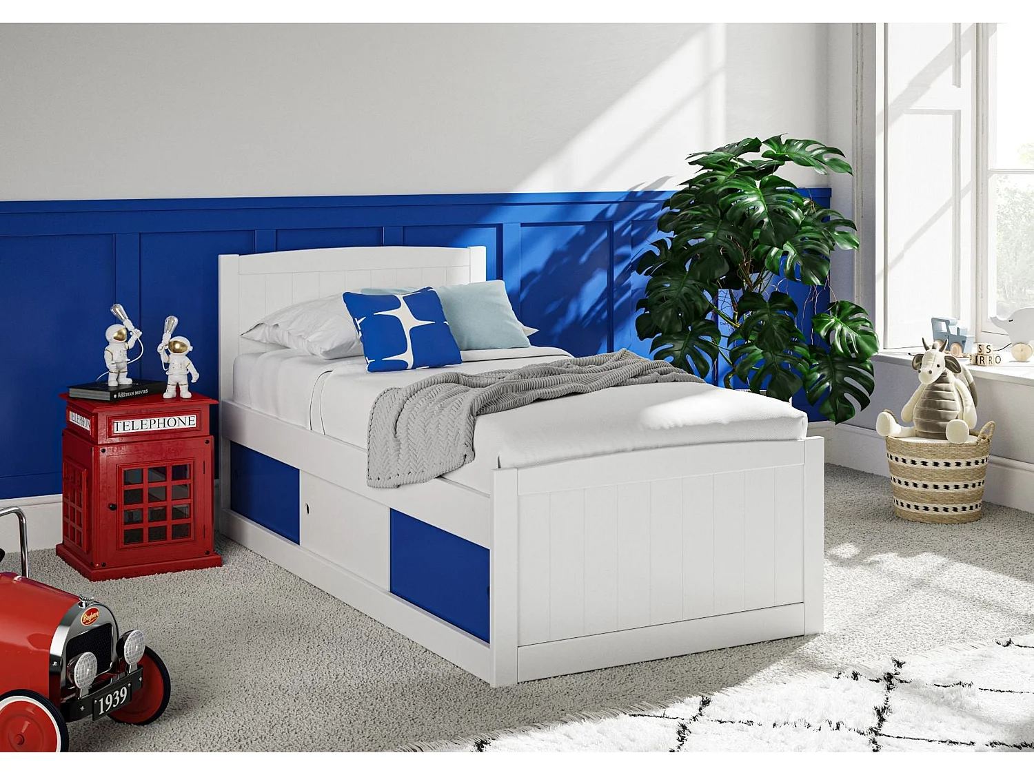 Painted Wood Bedframe - 90 x 190 cm Bedframe in Black