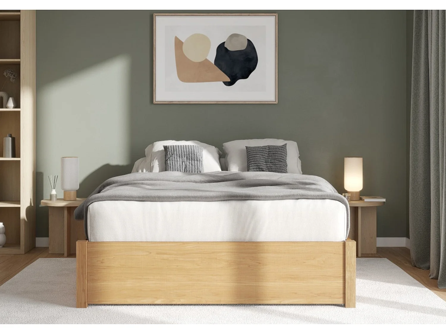 Wood Bedframe - 135 x 190 cm Bedframe in Beige