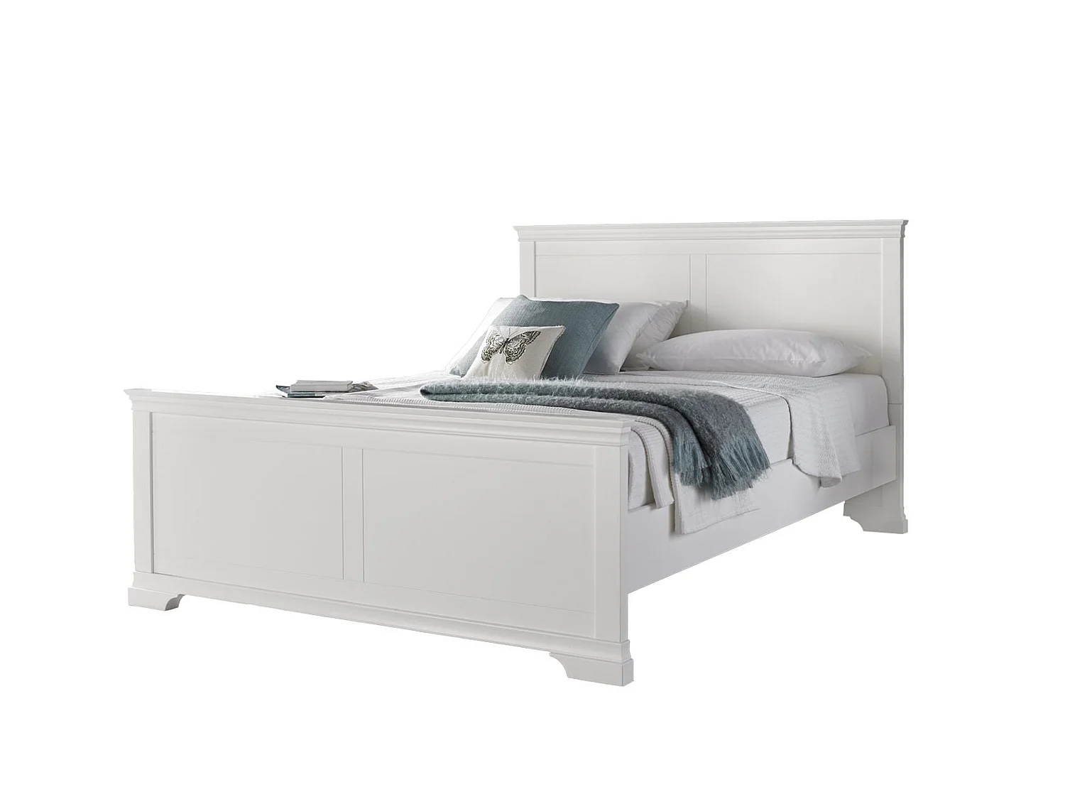 Painted Wood Bedframe - 150 x 200 cm Bedframe in White