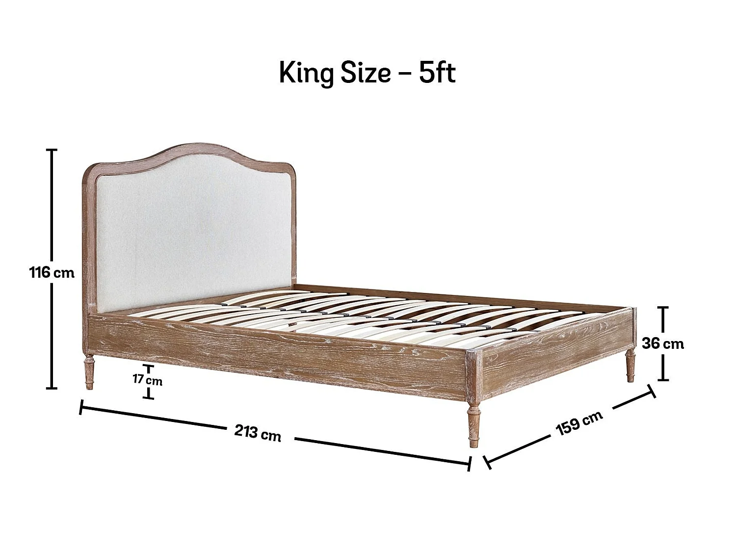 Upholstered Bedframe - 150 x 200 cm Bedframe in Grey