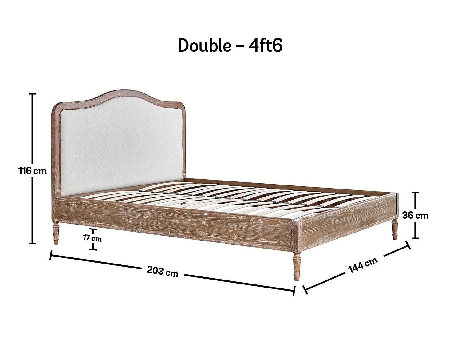 Upholstered Bedframe - 135 x 190 cm Bedframe in Grey