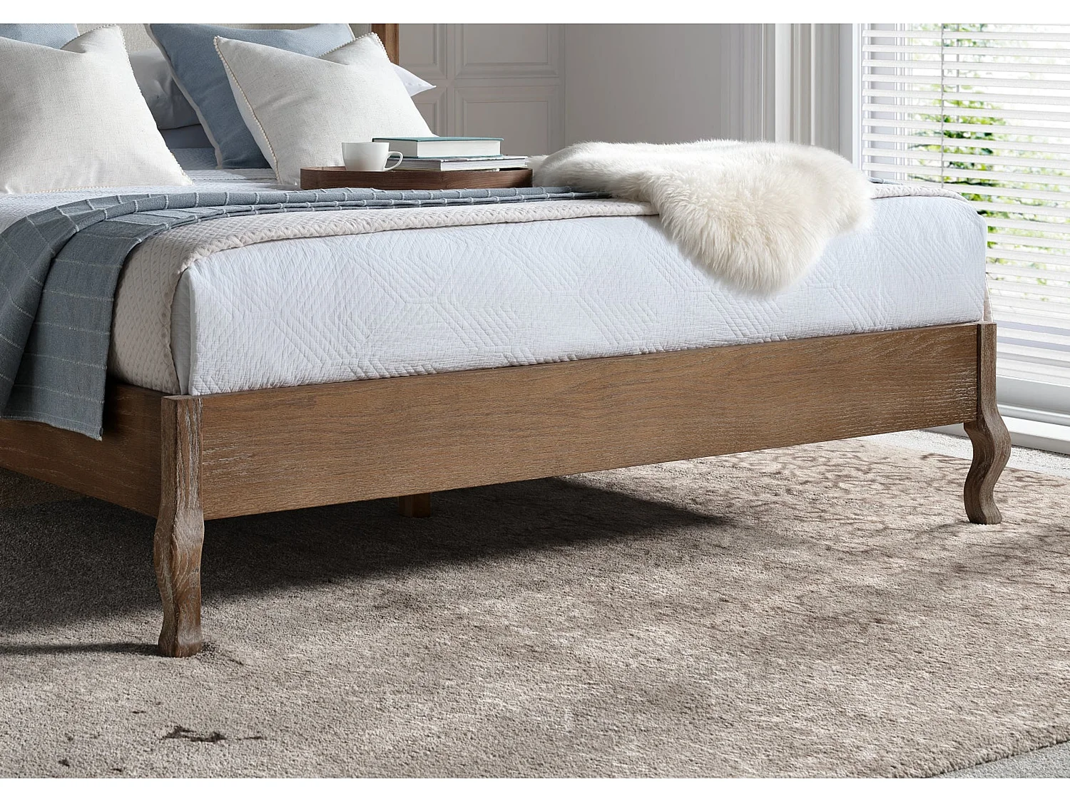 Winged Upholstered Bedframe - 135 x 190 cm Bedframe in Brown