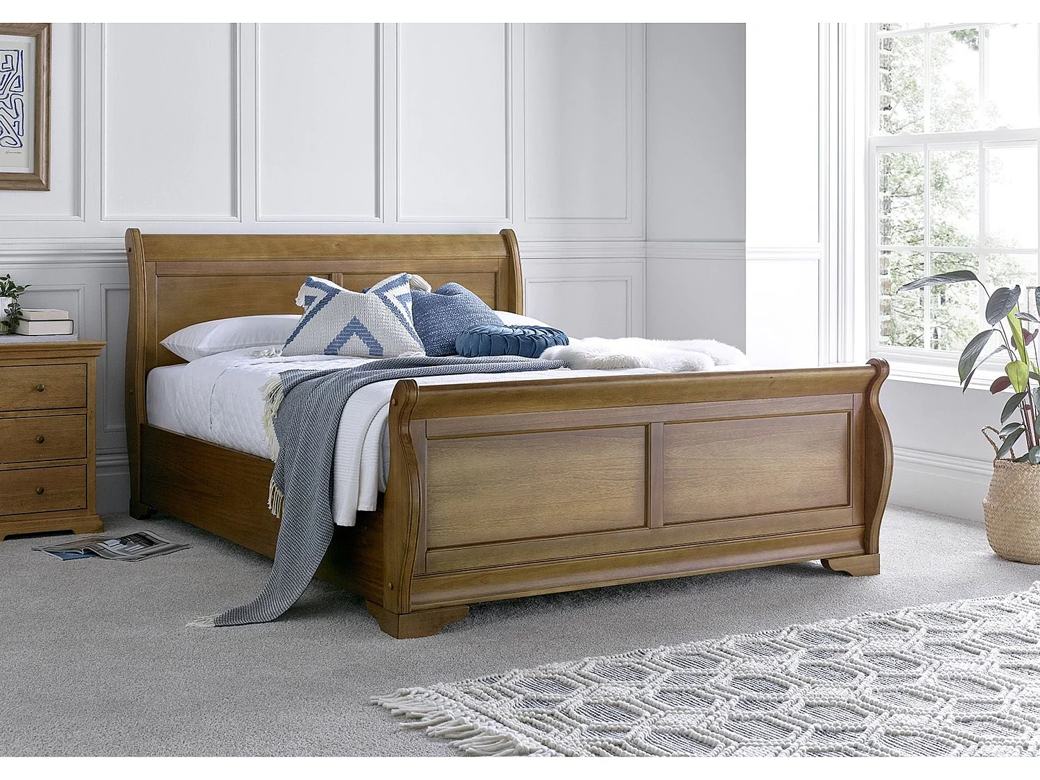 Oak Bedframe - 150 x 200 cm Bedframe in Beige