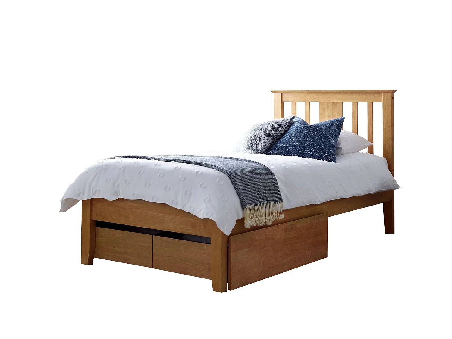 Oak Bedframe - 90 x 190 cm Bedframe in Beige