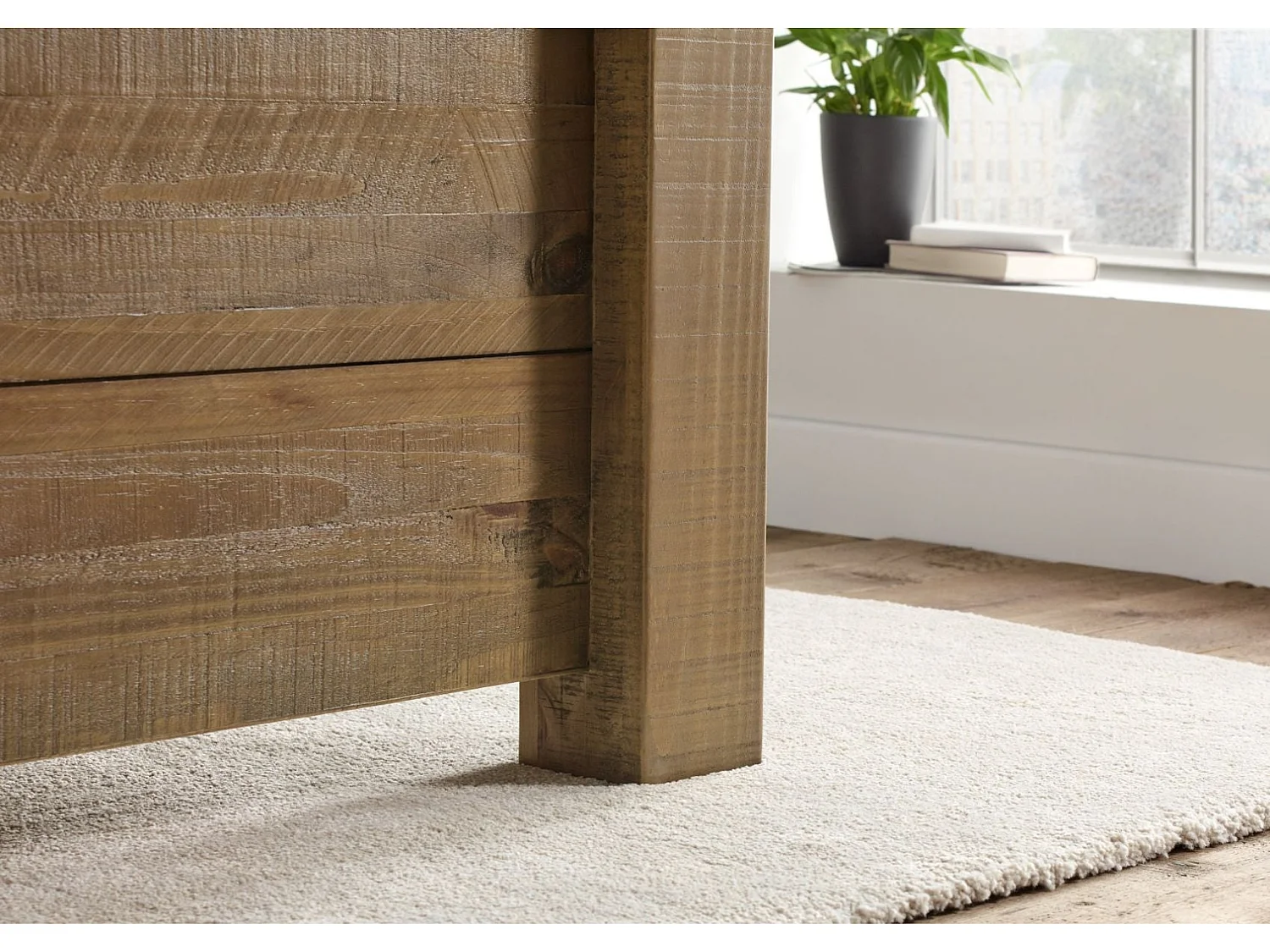Oak Bedframe - 135 x 190 cm Bedframe in Beige