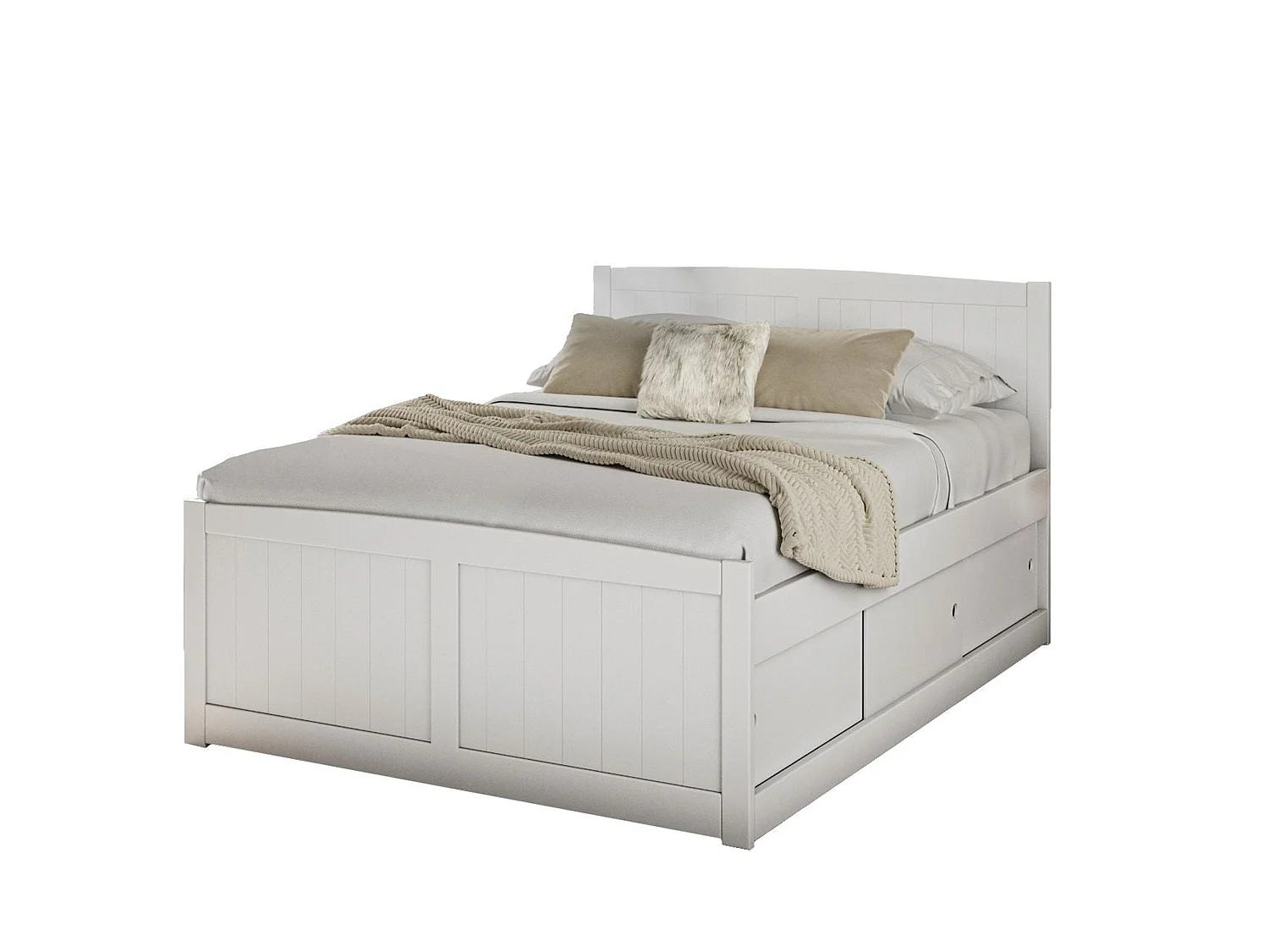 Painted Wood Bedframe - 135 x 190 cm Bedframe in White
