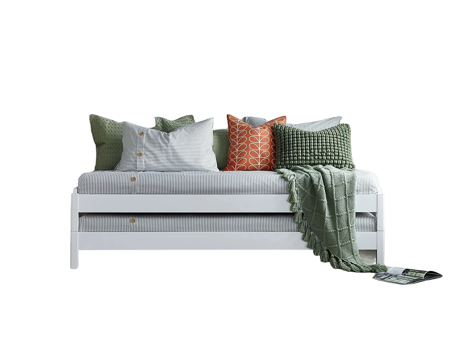 Painted Wood Bedframe - 90 x 190 cm Bedframe in White