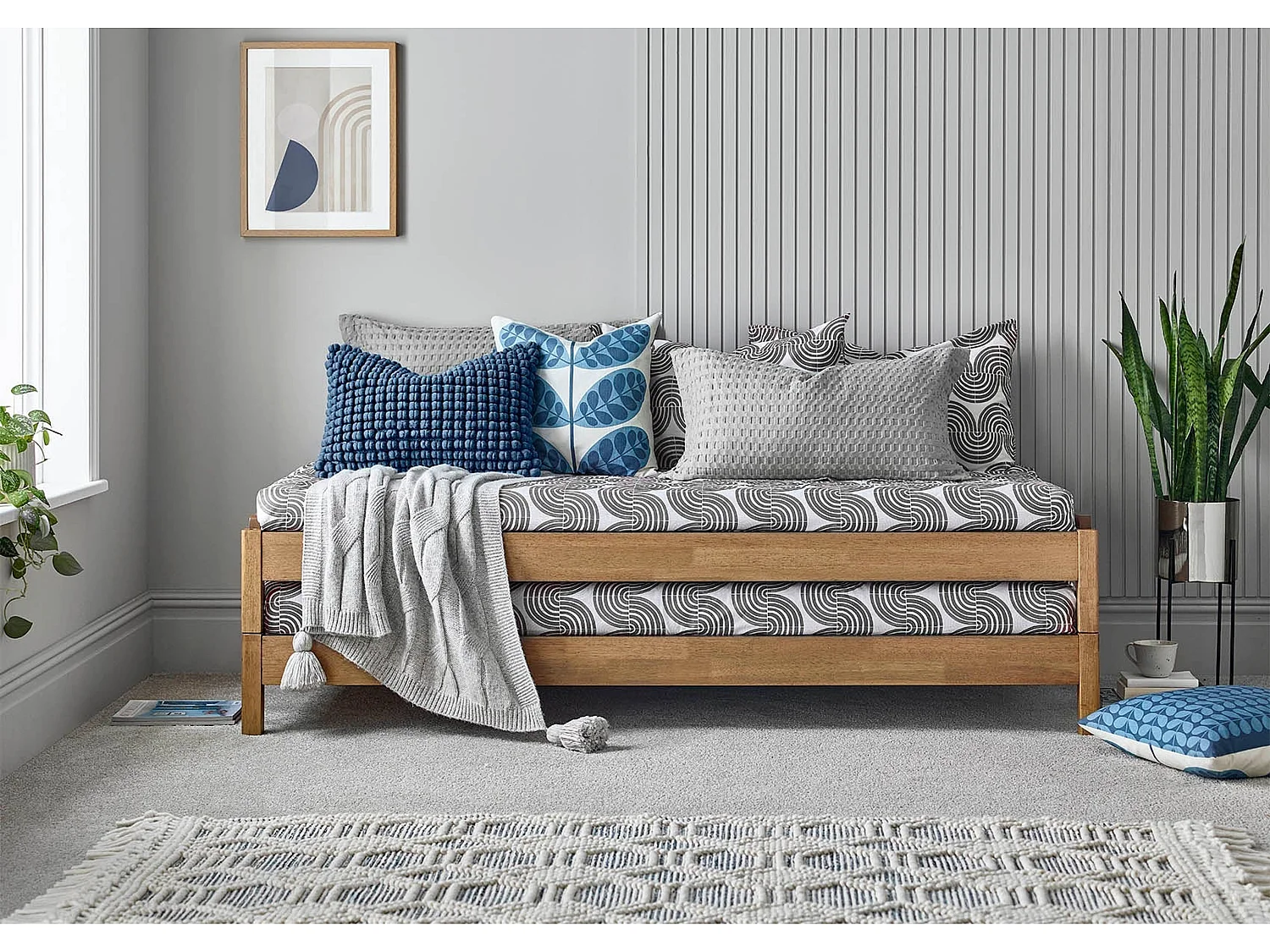Oak Bedframe - 90 x 190 cm Bedframe in Beige