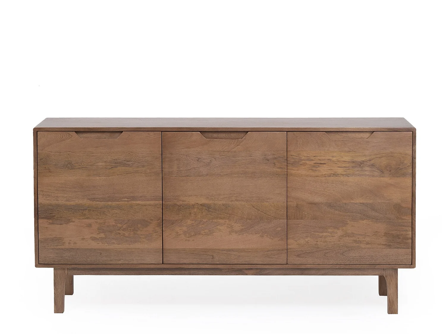 Buffet en bois de manguier couleur naturelle, 3 portes et pieds en bois