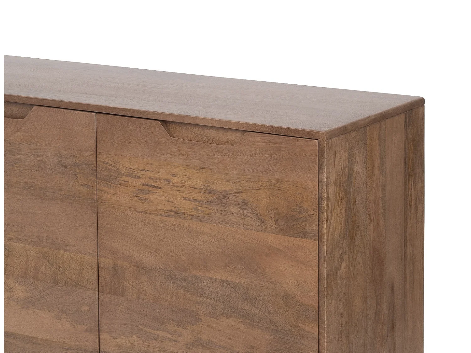 Buffet en bois de manguier couleur naturelle, 3 portes et pieds en bois