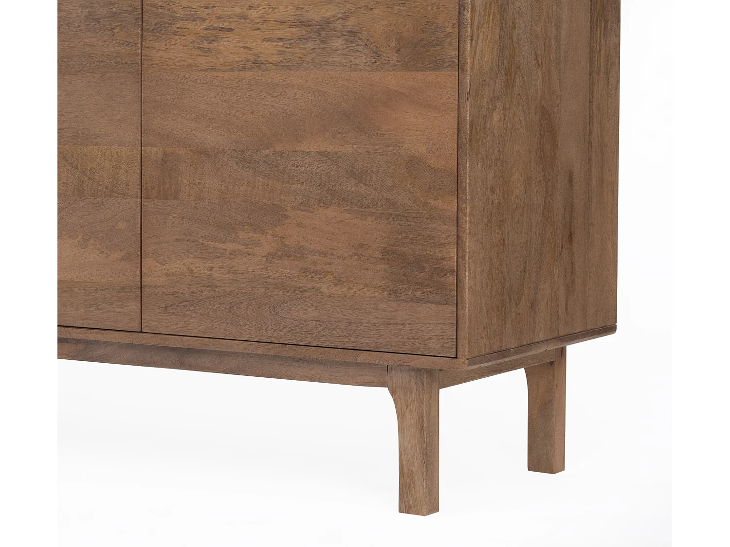 Buffet en bois de manguier couleur naturelle, 3 portes et pieds en bois