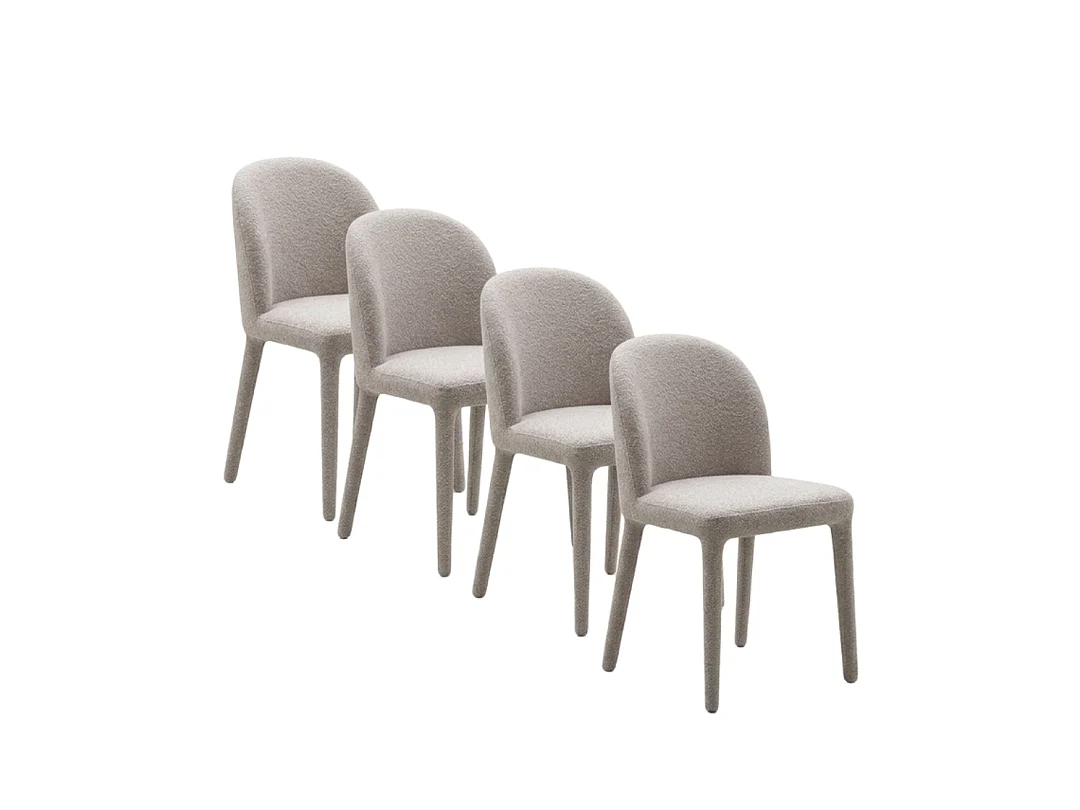Lot de 4 chaises tapissées couleur beige, pieds métalliques recouverts de tissu