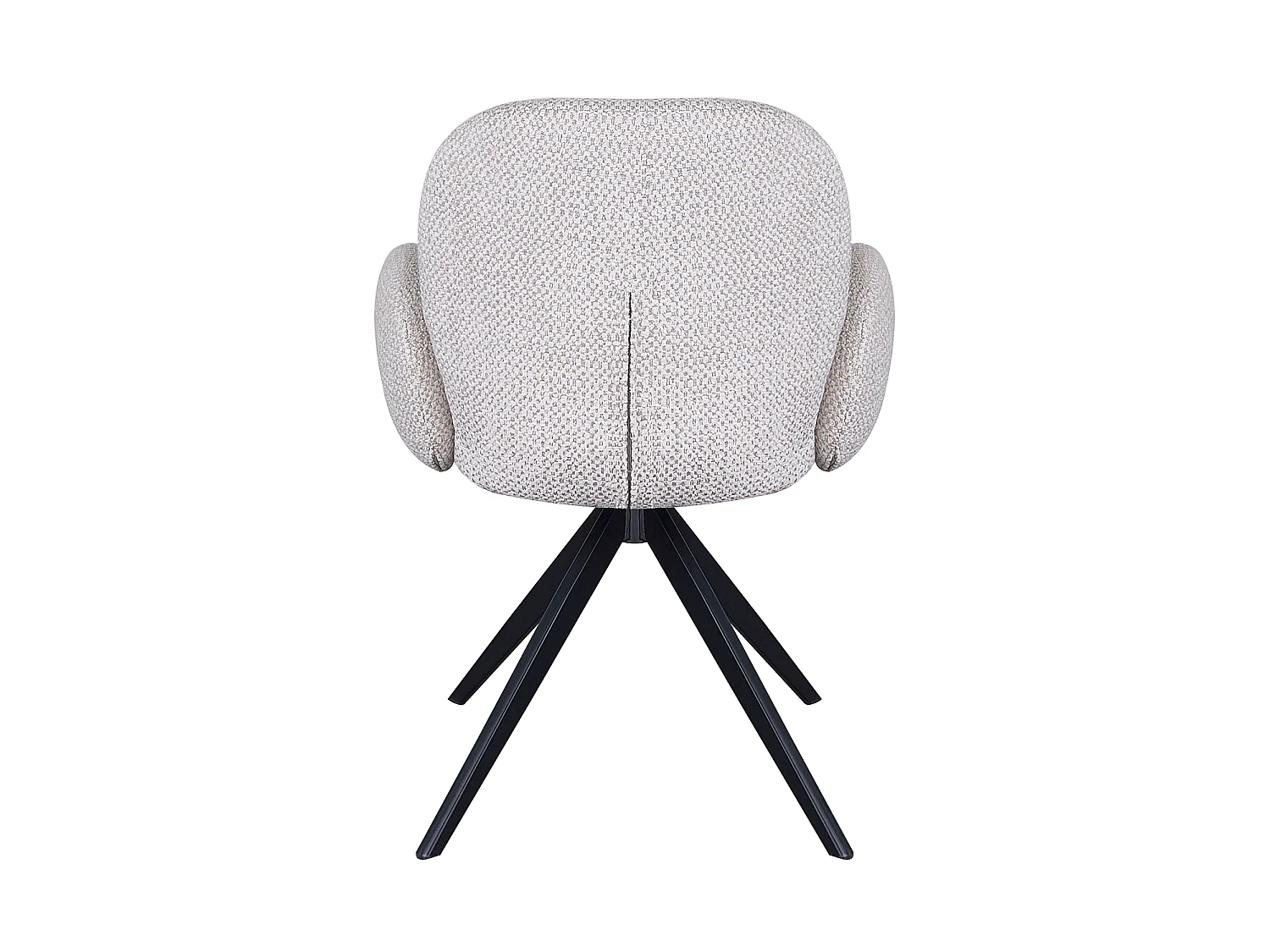 Conjunto de 4 poltronas estofadas em chenille cor marfim salpicado e pernas metálicas pretas