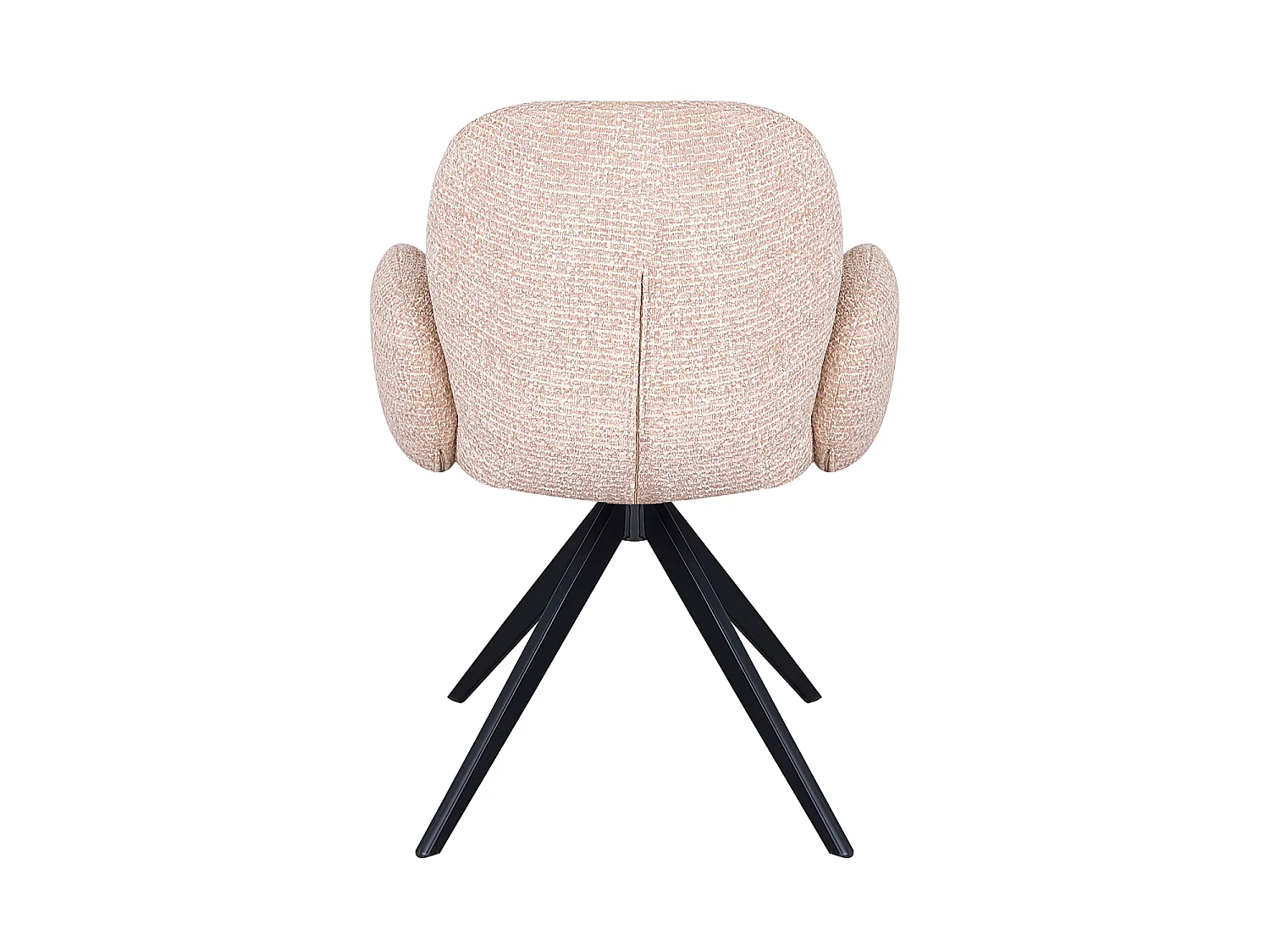 Conjunto de 4 poltronas estofadas em chenille cor bege salpicado e pernas metálicas pretas
